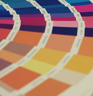 A spread of colourful paint swatches